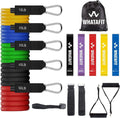 WHATAFIT Resistance Bands Set - 5 Levels, Handles, Straps, Anchor for Home Gym