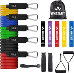 WHATAFIT Resistance Bands Set - 5 Levels, Handles, Straps, Anchor for Home Gym