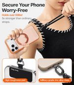 TORRAS Phone Lanyard Crossbody with 2 Phone Tabs, Adjustable Anti Theft Phone Strap for All Phones, Premium Metal Buckles, Skin-Friendly, Universal Cell Phone Neck lanyard for Travel Essentials, Black