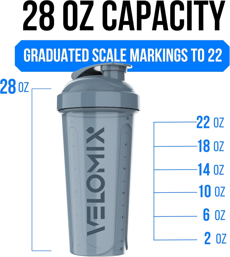 VELOMIX 28 Oz Protein Shaker Bottle, 4-Pack, Leak-Proof, Dishwasher Safe