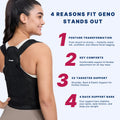 Fit Geno Posture Corrector for Women and Men, Adjustable Full Back Support