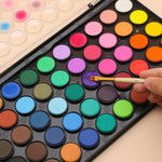Artecho 48 Colors Watercolor Cake Set with 3 Brushes, Washable, Travel Design, Perfect for Card Making, Illustrations, Painting, Calligraphy