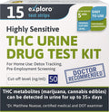 Exploro THC Tests for Home Use, Marijuana Drug Test Kit for Urine, 15 Pack, 50 ng/ml Cutoff Level