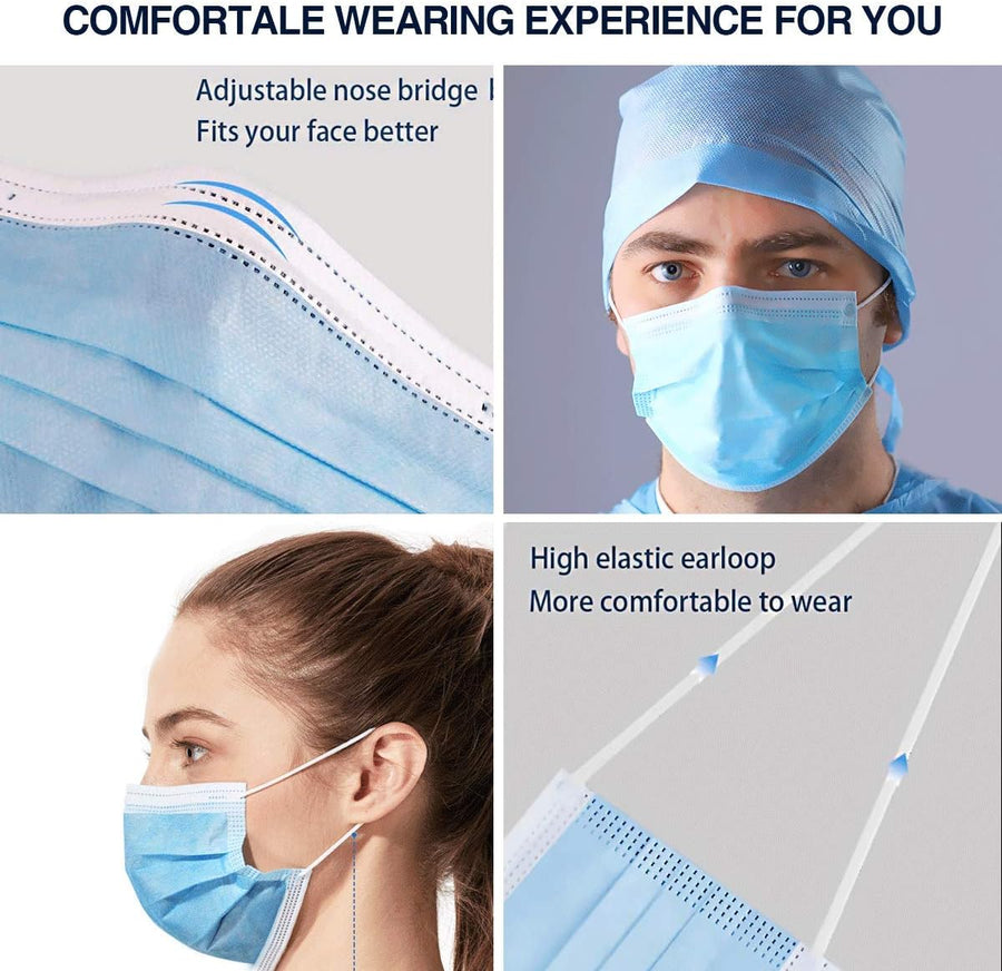 100 Pack Medical Disposable Face Masks for Protection, 3 Layers Safety Face Masks For Adults Daily Use