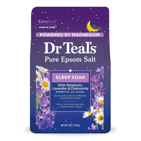 Dr Teal's Pure Epsom Salt Soak, Sleep Blend with Melatonin, Lavender & Chamomile Essential Oils, 3 lbs