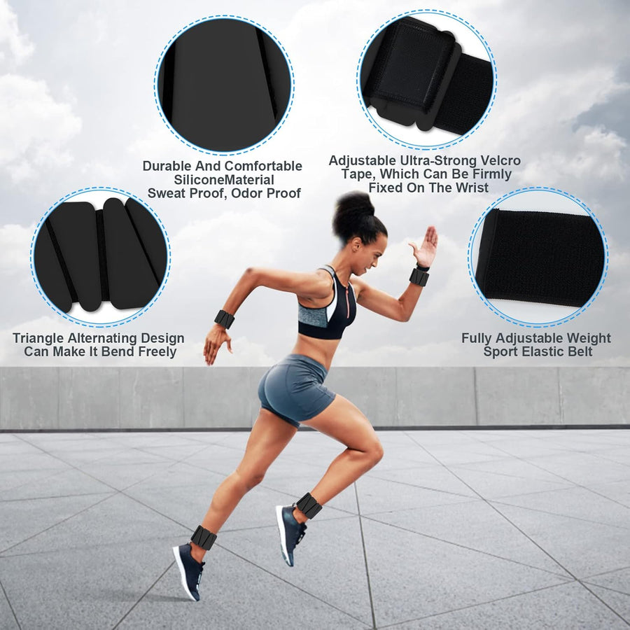 Adjustable Wrist Weights Set of 2, 1lb Each, for Women & Men, Silicone, Sweat-Proof