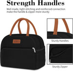 Coobiiya Lunch Box Lunch Bag for Women Adults Men, Reusable Cute Lunch Pail bag - Leakproof, Insulated Lunch Box Tote with Large Capacity, Cooler Lunch Container for Work/Travel/Office (Black)