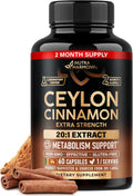 Ceylon Cinnamon Capsules - Extra Strength - 20:1 Extract Supplement