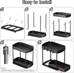 Multi-Purpose Pull-Out Storage Organizers, Under Sink/Cabinet Organizers and Storage for Bathroom & Kitchen, Black, 12.8 Inches, 2 Packs