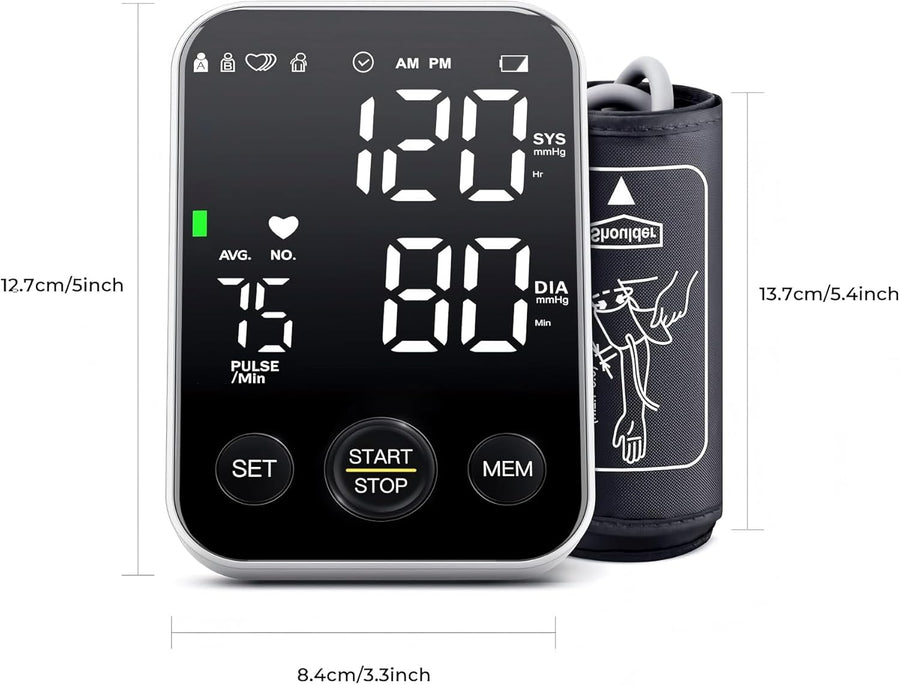 Oklar Upper Arm Blood Pressure Monitor with Large Display and Adjustable Cuff