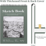 SuFly Sketch Book 9x12, Drawing Paper Pad-68lb/100gsm, Top Spiral Sketchbook Hardcover, 100 Sheets Sketch Pad for Kids Classroom Art Supplies for Adults-Sketchpad for Drawing, Illustration & Art Stuff