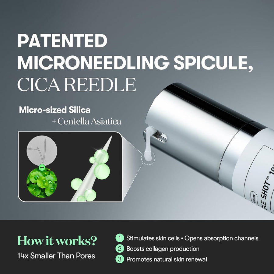 VT COSMETICS CICA Reedle Shot 300, Advanced Night Exosome, Microneedling Serum, Centella Asiatica, Hyaluronic Acid, Propolis, Soft Skin, Regeneration, Glass Skin, Korean Skin Booster 1.69Fl Oz (50ml)