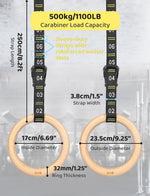 GHB 1.25" Olympic Rings Wooden Gymnastic Rings - Adjustable Straps, Workout Rings for Bodyweight Fitness