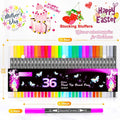 Soucolor Art Brush Markers Pens for Adult Coloring Books, 36 Colors Numbered Dual Tip (Brush and Fine Point) Marker Pen for Kids Note taking Planner Hand Lettering Calligraphy Drawing Journaling