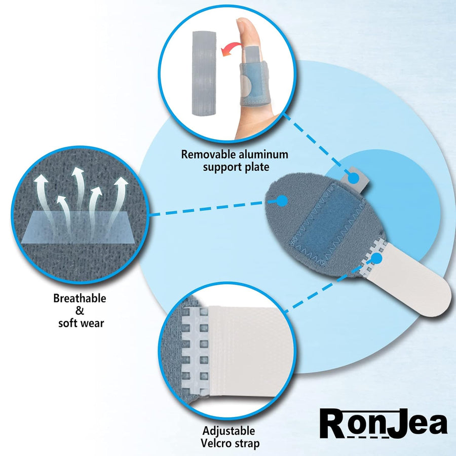 RonJea 5 Pcs Trigger Finger Splints: 5 Single Straps Finger Splint Support Brace Kit, Finger Straightener for Broken/Straightening/Aarthritis, Fits for Thumb/Middle/Ring/Index/Pinky Finger