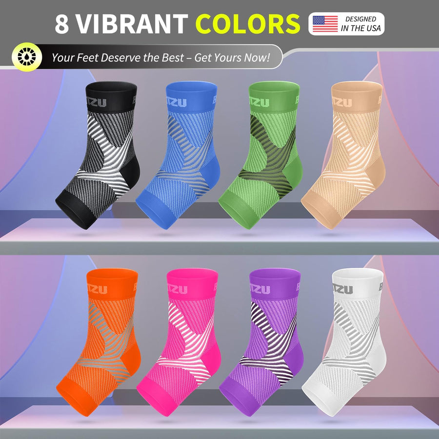 Compression Socks for Plantar Fasciitis and Ankle Pain Relief Black L-XL