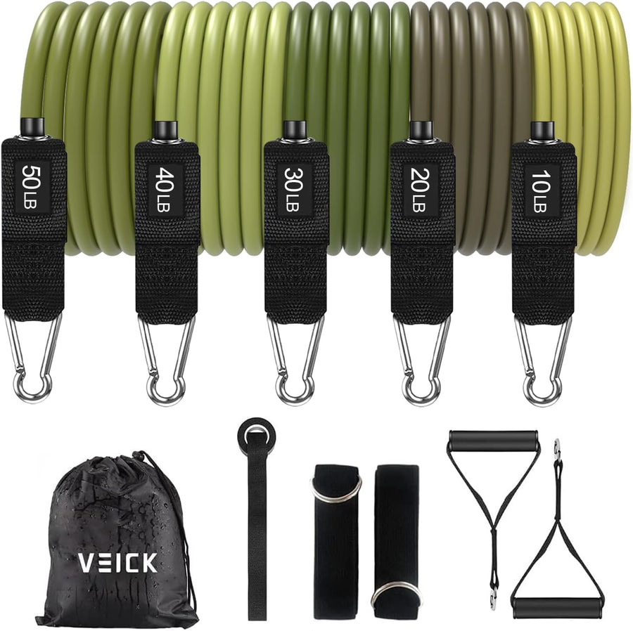VEICK Resistance Bands - 5 Workout Bands with Handles for Home Fitness