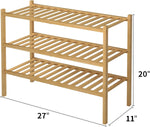 3-Tier Bamboo Shoe Rack Organizer for Entryway & Closet – Stackable Freestanding Shoe Shelf, Eco-Friendly
