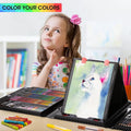 VigorFun Art Supplies, 240-Piece Art Set Crafts Drawing Kits with Double Sided Trifold Easel, Sketch Pads, Crayons, Colored Pencils, Gifts for Kids Girls Boys Teen Ages 4-6-8-9-12 (Black)