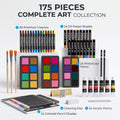 Color More 175 Piece Deluxe Art Set with 2 Drawing Pads, Acrylic Paints, Crayons, Colored Pencils, Paint Set in Wooden Case, Professional Art Kit, Art Supplies for Adults, Teens and Artist, WoodMuse Plus