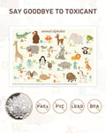 Babebay Disposable Stick-on Placemats 40 Pack for Baby & Kids & Toddler, Sticky Placemats Restaurant Table Mats 12" x 18" (Animal Alphabet)