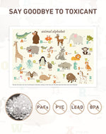 Babebay Disposable Stick-on Placemats 40 Pack for Baby & Kids & Toddler, Sticky Placemats Restaurant Table Mats 12" x 18" (Animal Alphabet)