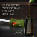 FLAIROSOL OLIVIA Oil Sprayer for Cooking, 200ml Glass Olive Oil Sprayer, Continuous Cooking Spray with Portion Control, Oil Dispenser for Kitchen, Air Fryer, Salad, BBQ (Green Bottle, Gold Print)