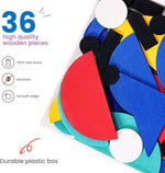 LiKee Open Ended Wooden Shape Puzzles (36 Blocks&60 Cards) for Toddlers 3+ Years Old, Montessori Development Toys Preschool Education Activity Travel Toy Board Games for Kids 4-8 Yrs