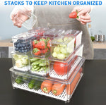Pomeat 10 Pack Fridge Organizer, Stackable Refrigerator Bins with Lids, BPA-Free Produce Fruit Storage Containers for Fridge, Clear for Food, Drinks, Vegetable