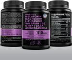 12-in-1 Melatonin Sleep Capsules - Natural Sleep Aids for Adults with Melatonin 5mg and Magnesium Glycinate 500mg, Sleep Aid with Ashwagandha, L Theanine, Valerian Root, GABA, 5-HTP (90ct, Pack of 1)