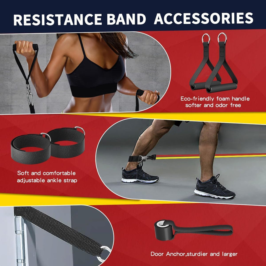 WHATAFIT Resistance Bands with Handles and 5 Adjustable Levels