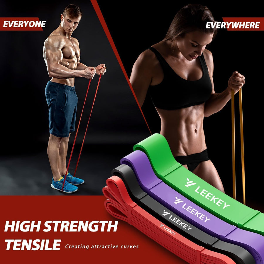LEEKEY Resistance Bands for Workout, Exercise Bands with Door Anchor, Pull Up Assistance