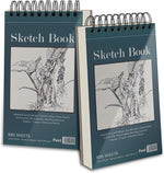 Small Sketchbook 5.5" x 8.5" - 2 Pack Top Spiral Mini Sketch Pad, Small Sketch Book Hard Cover, 100 Sheets Each 68lb/100gsm - Mini Drawing Paper for Kids, Portable Drawing Pad for Beginners & Artists.