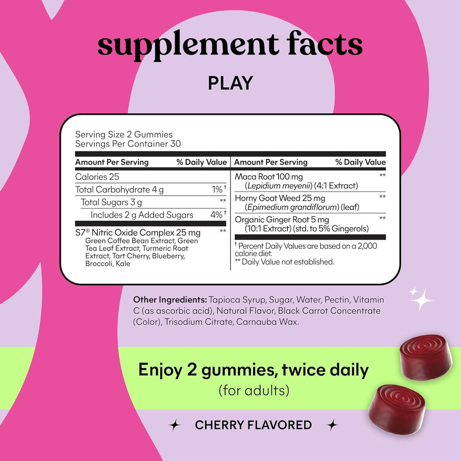 Lemme Play Daily Intimacy Gummies for Women and Men with S7 Nitric Oxide Complex