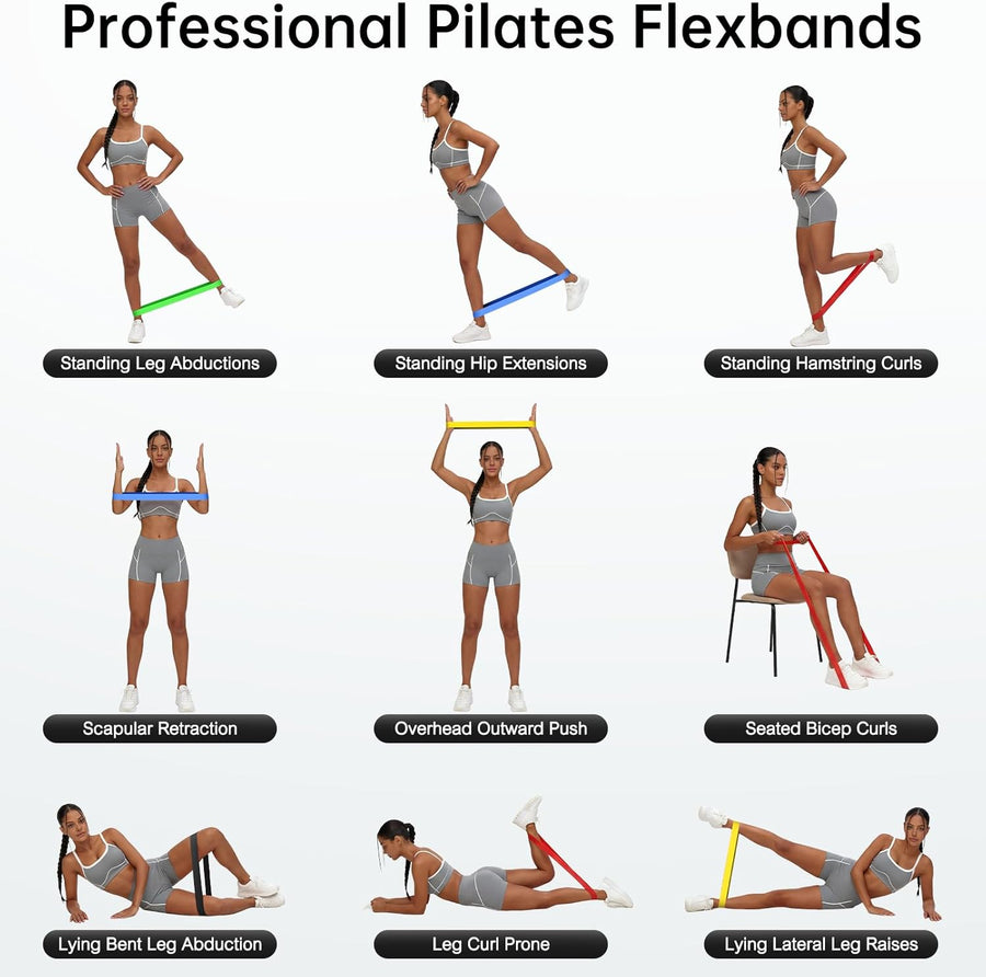 5-Pack Resistance Bands for Strength Training, Stretching, Pilates & Yoga