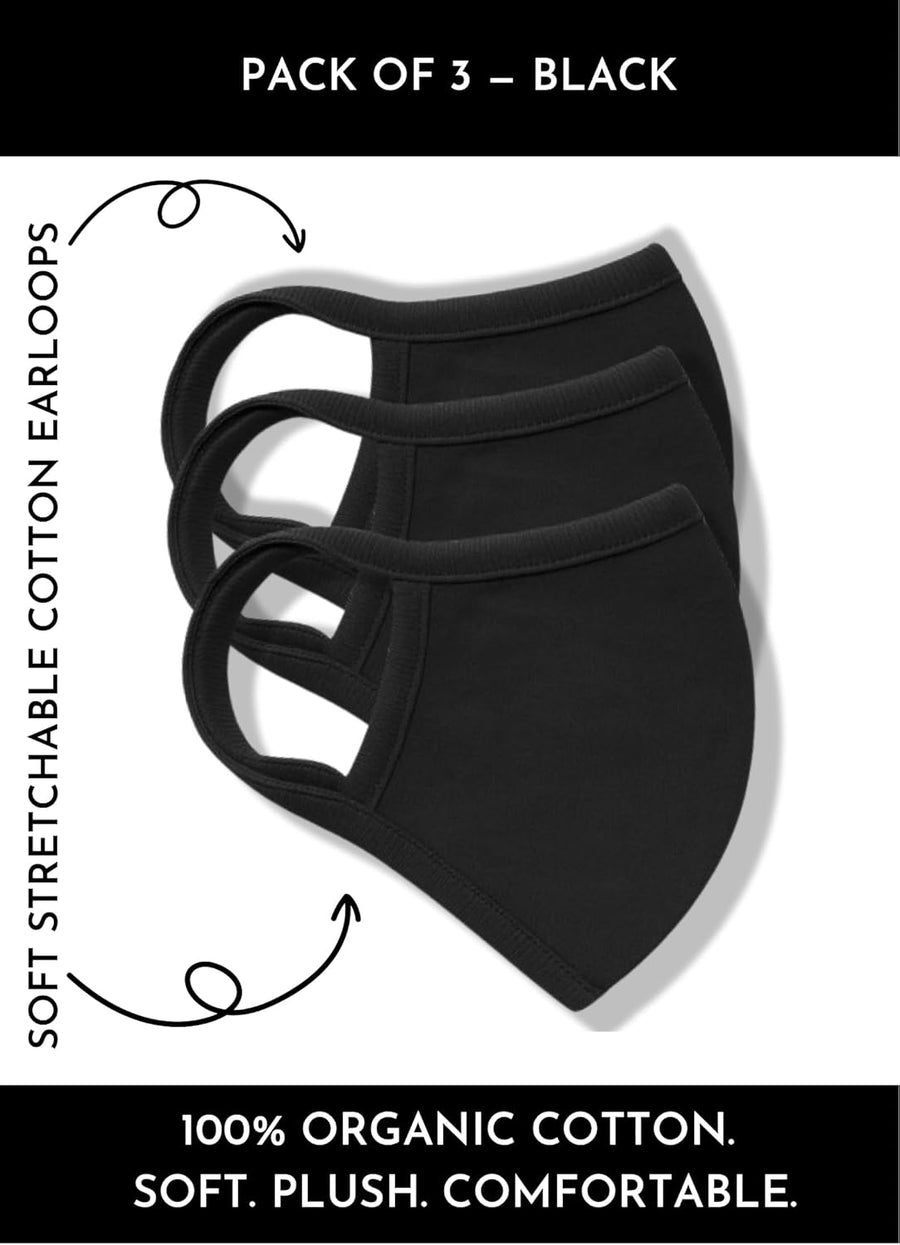 Cotton Face Masks - Made of Premium Organic Cotton, Reusable Washable Soft Cloth Face Masks 3/6 Pk
