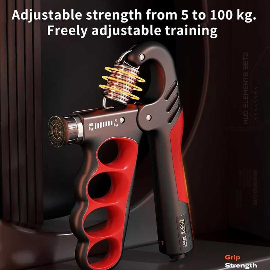 Grip Strength Trainer with Adjustable Resistance 5-100KG, Automatic Counter, Ergonomic Design