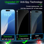 IMBZBK [Auto-Dust Removal] 3 Pack Privacy Screen Protector for iPhone 17 Pro Max [6.9 INCH] Anti Spy Private Accessories, Case Friendly Film, Military Grade Tempered Glass 3 Camera Lens Protector