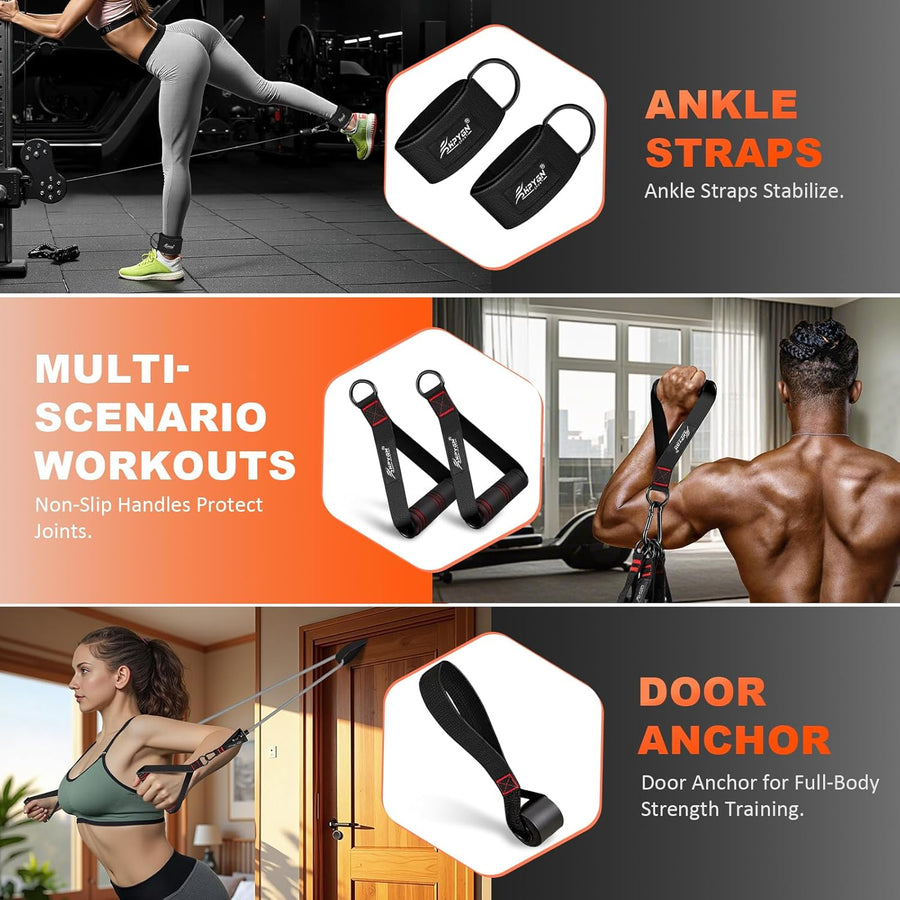 HPYGN Resistance Bands Set with Handles for Full Body Workout, Physical Therapy, Yoga