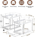 Delamu 2-Tier Multi-Purpose Bathroom Under Sink Organizers and Storage, Stackable Kitchen Pantry Organization, Pull Out Medicine Cabinet Organizer with Movable Dividers, White, 2 Pack