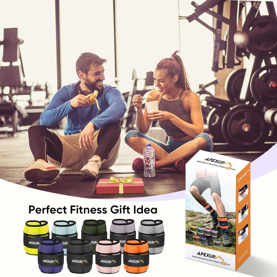 APEXUP Adjustable Ankle Weights 10lbs Pair, Modularized Leg Straps for Yoga, Walking, Running