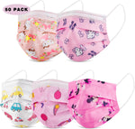 50PCS Kids Face Mask Safty Breathable Fabric for Girls and Boys