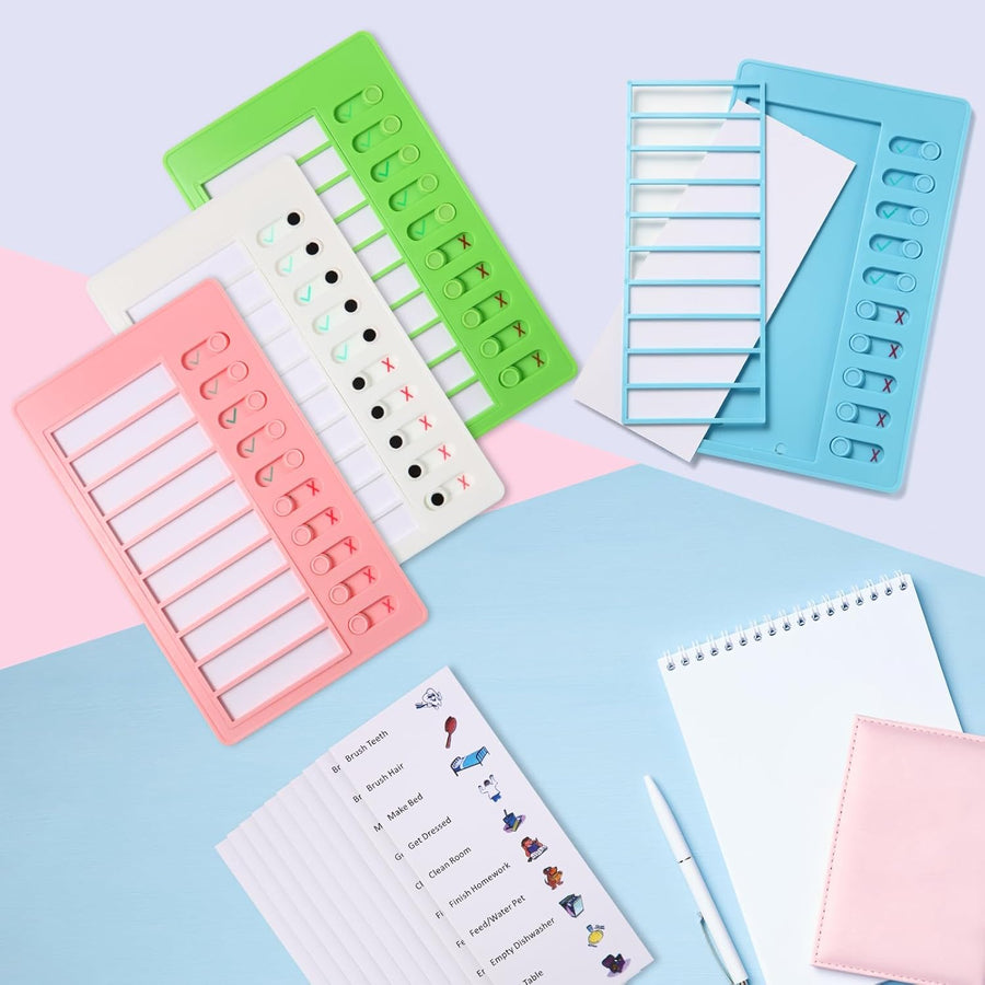 Aleric 4 Pieces Chores Chart for Kids Chore Chart, Sliding Routine Chart to Do List, My Chores RV Checklist Task Planning Board for Kids and Adults, ADHD Tools Routine Visual Schedule Reminder