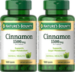 Nature's Bounty Cinnamon Capsules, Herbal Supplement, 1500mg, 100 Capsules