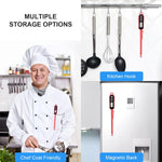 Lonicera Digital Cooking Thermometer for Bread Baking, Food and Water Temperature Measurement. Waterproof and Long Stem with Meat Temp Guide, Display with Backlit (Red)
