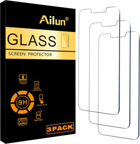 Ailun Screen Protector for iPhone 16e / iPhone 14 / iPhone 13 / iPhone 13 Pro [6.1 Inch] Display 3 Pack Tempered Glass, Case Friendly [Not for iPhone 16 6.1 Inch]