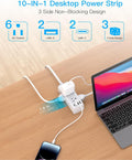 One Beat 10Ft Extension Cord with Multiple Outlets,Flat Plug Power Strip Surge Protector with 10 Ft Long Cord,6 Outlet 4 USB Ports (2USB C),Multi Outlet Wall Plug for Travel,College,Dorm Essentials