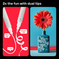 ARTISTRO 2 White Dual-Tip Acrylic Paint Pens - Multisurface Markers for Glass, Rock, Fabric, Wood, Plastic & More - 1 mm Fine & Brush Tips