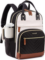 LOVEVOOK Backpack for Women, Fits 15.6 Inch Laptop Bag, School Backpacks, Fashion Travel Work Anti-theft Bag, Business Computer Waterproof College Backpack Purse, Beige-Black-Brown