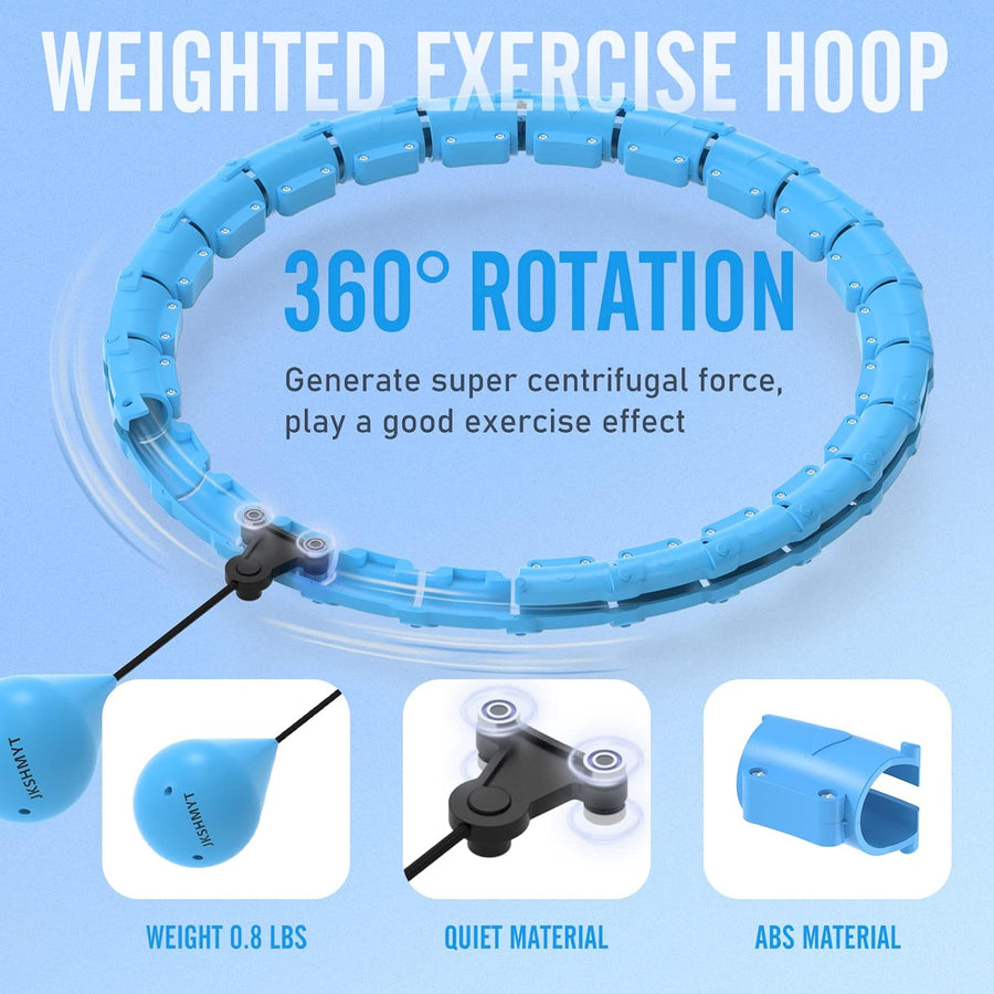 Weighted Hula Hoop for Adults - 47" Fitness Hoop with 24 Detachable Links for Weight Loss